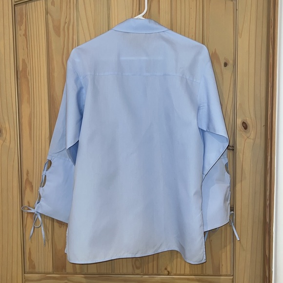 🌸🌼💙 Zara Vented Poplin Occasion Light Blue Shirt EUC - Picture 4 of 6